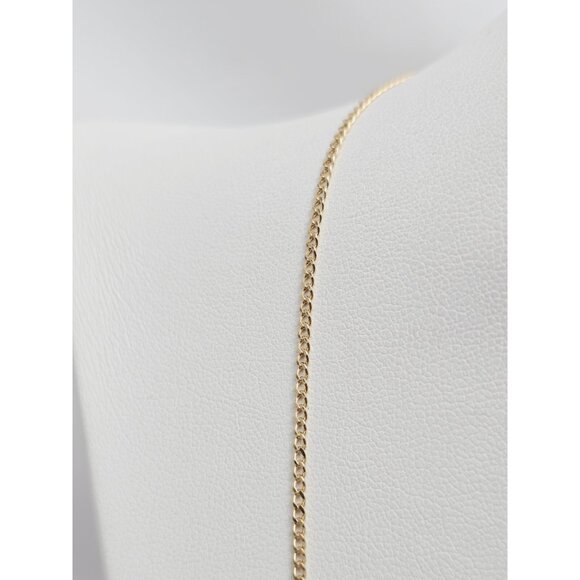 Unique Thin 14K Solid Yellow Gold Designer Cuban Link Chain Necklace 22" Length - Picture 10 of 14